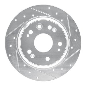 Acura RL Brake Rotor (1) - Rear Right - R1 Concepts - Drilled & Slotted - Silver - `02-`04